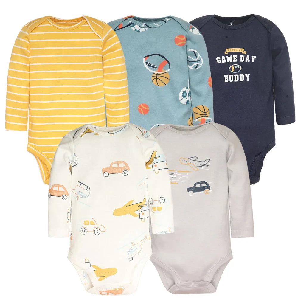 3-5 PCS/LOT Soft Cotton Baby Bodysuits Long Sleeve Newborn Baby Clothing Set Christmas Baby Girls Boys Clothes Infant Jumpsuit