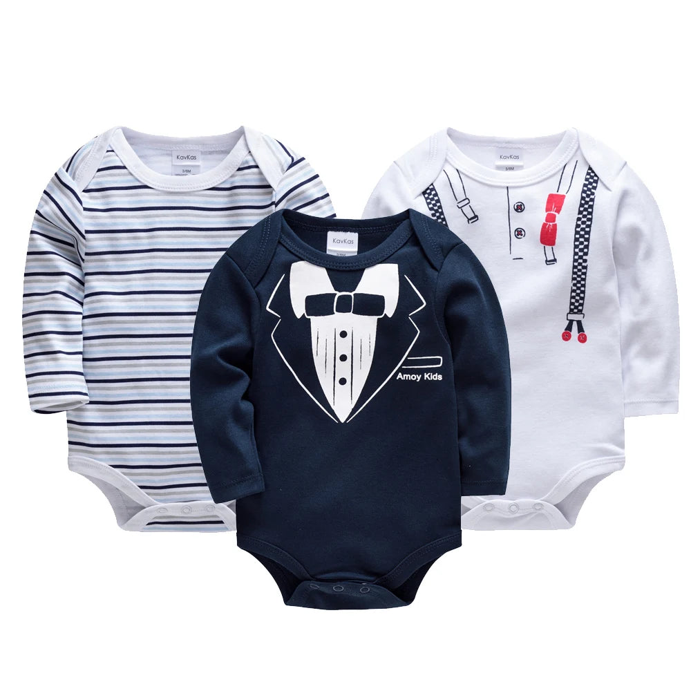 Baby Bodysuit 3 PCS Long Sleeve 100% Cotton