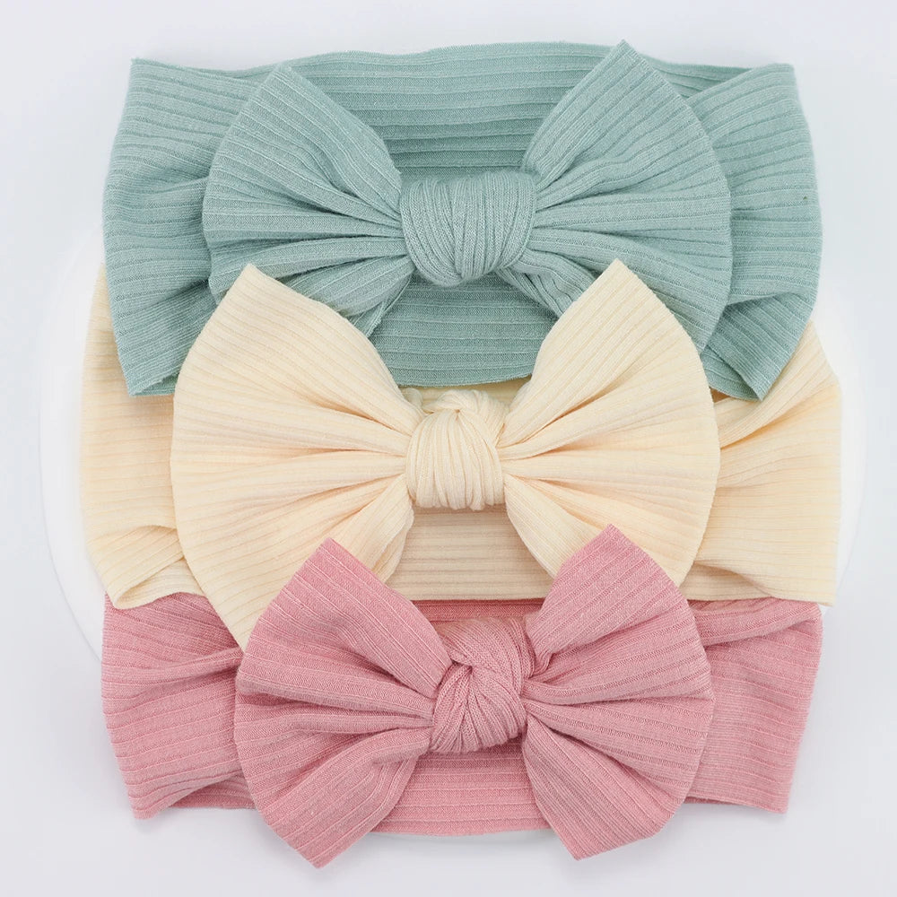 3Pcs/Lot Knit Baby Headband Bow Newborn Elastic Soft Nylon Headbands For Baby Girl Turban Infant Hair Accessories Kids Headwear