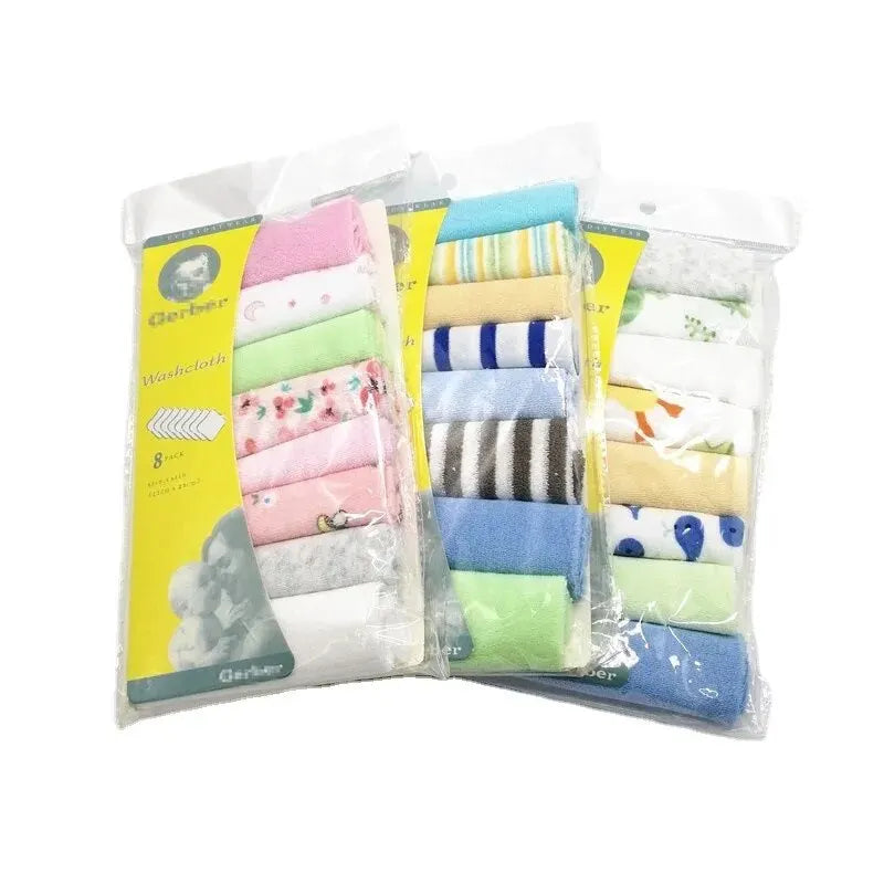 8 Pieces of Baby Bath Towel Soft Face Natural Cotton Feeding Absorbent Small Handkerchief Bib Saliva Towel Baby Shower Gift